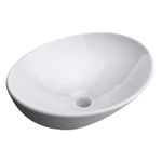 Durovin Bathrooms Ceramic Bathroom Basin - Countertop Sink Vessel - Oval Washing Bowl Sloping Wall (410 x 330 x 140mm)