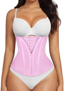 SHAPERX Waist Trainer for Women Underbust Tummy Control Waist Cincher Corset Hourglass Body Shaper Zipper and Hooks, SZ7310-Pink-XL