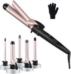 GINTOGE Hair Curler-5 in 1 Curling Tongs Curling Iron with PTC Ceramic Barrels and Heat Insulated Tip - Curling Wand, Adjustable Temperature, Heat Resistant Glove Hair Styling Tool