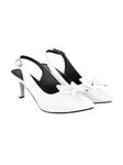 Shoetopia Pointed Toe and Bow Detailed White Pumps for Women & Girls /UK7-EU40