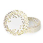 HiPPITY HOP The party collective White & Gold Polka Dot Disposable Paper Plate (Pack of 10)