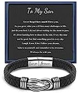 Memgift To My Son Bracelets Birthday Gifts for Son from Mom Dad Graduation Confirmation Gifts for Back to School Christmas Gift Braided Leather Bracelets Love You Forever Knot Bracelets 9 Inches