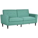 HOMCOM 3 Seater Sofa, Upholstered Couch for Bedroom, Modern Sofa Settee with Padded Cushion, Button Tufting and Wood Legs for Living Room, Green