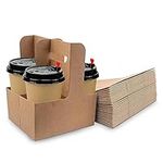 40 Packs Kraft Drink Carriers, Disposable Paperboard Cup Holders, 20oz Drink Carrier with Handle - 2 Cups or 4 Cups Assemble Design - for Hot & Cold Drink/for Drink Delivery & Uber Eats