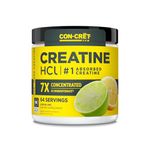 CON-CRET Concentrated Creatine HCL - supports Muscle, Cognitive, Cellular Energy | No Bloating or Cramps | USA Made & NSF Certified | 60 Micro-dosed servings | Lemon Lime Flavour (57.6gms)