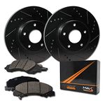 Max Advanced Brakes Elite XDS Front Cross-Drill & Slots Rotors with Ceramic Brake Pads KT113781-10