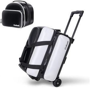 2 Ball Bowling Bag with Wheels + 1 Ball Color Matching Add On Tote,Rolling 3 Ball Bowling Bag with Shoe Compartment for Shoes (Up To US Mens Size 16)，Retractable Handle - Extends to 40"