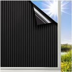 Beautysaid 100% Blackout Window Film Reeded Window Cover Home Window Tint Film Sun Blocking Heat Control Window Blackout Film Removable No Glue, 45 * 300cm