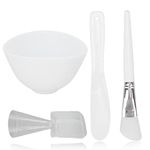 4pcs Face Mask Bowl Set, Measuring Spoon Spatula Silicone Brush Washable Skin Mask Applicator White, Facial Mask Mixing Tool Kit