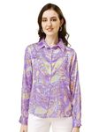 SOURBH Women's Regular Fit Satin Paisley Printed Shirt (K9822-Purple, White-2XL)