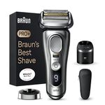 Braun Series 9 Pro Electric Shaver With 3+1 Head, ProLift Trimmer, Charging Stand & Travel Case, Sonic Technology, UK 2 Pin Plug, 9417s, Silver Razor