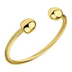 555Jewelry Flexible Twisted Wire Cable Open Cuff Bangle Bracelet for Men & Women, L, Metal,