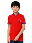 Alan Jones Clothing Solid Regular Fit Boy's Polo T-Shirt (8-9 Years_Red)