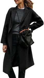 FSHAOES Womens Lapel Peacoat Winter Double-Breasted Outerwear Mid Long Jacket Casual Trench Coat
