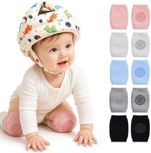 Baby Crawling Protection Set for Babies Learning to Walk – Soft Adjustable Baby Helmet with Knee Pads for Crawling, Standing & First Steps