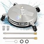 EDOU DIRECT Pressure Washer Surface Cleaner 18" with wheels | Stainless Steel | HEAVY DUTY | 4,000 PSI Max Working Pressure | Includes: 2 Pressure Washer Extension Wand Attachments