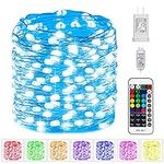 Fairy Lights Plug in - 33 FT 100 LED USB Powered 16 Multi Colors Changing Fairy String Lights with Remote and 13 Flashing Modes for Christmas Bedroom Indoor Outdoor Decor Adapter Included