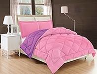 Elegant Comfort 00RW-Reversible-King-Pink/Purple All Season Comforter and Year Round Medium Weight Super Soft Down Alternative Reversible 3-Piece Comforter Set, King, Pink/Purple