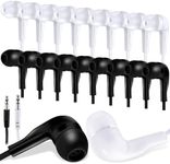 Kanayu 100 Pack Bulk Earbuds for Kids Students Children Classroom Ear Buds Class Set Headphones Multipack School Earphones Individually Bagged (Black and White)