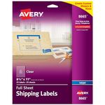 Avery Matte Frosted Clear Full Sheet Labels for Inkjet Printers, 8.5" x 11", 25 Labels (8665)