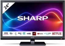 SHARP 1T-C24EE7KC2FB 24” Inch Smart HD Ready LED TV With DTS Virtual:X, Dolby Digital/Dolby Digital+, 3 HDMI ports, 2 USB ports, Build in WiFi, Netflix, Prime Video, YouTube, Black