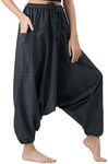 B BANGKOK PANTS Harem Pants for Women Boho Clothing Cotton (Black, One Size)