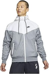 Nike Men's Sportswear Windrunner Hooded Jacket, Smoke Grey/White/Black, Large