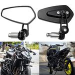 BREDUXSER Motorcycle Handlebar End Mirrors Universal 7/8" 22mm Bar End RearView Mirror Compatible with Racing Sports Bike Scooter Street Bike Honda Yamaha