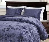 Chezmoi Collection Lux 3-Piece Purple Velvet Comforter Set Queen Size, All Season Lush Plush Velvet Bedding Set with Soft Washed Microfiber Reverse