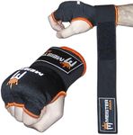 Meister Gel-Padded ProWrap Hand Wrap Gloves (Pair), Black w/ Orange Trim, Large / X-Large