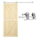 10FT/304cm Stainless Steel Sliding Barn Wood Door Hardware Closet Track Roller Hanger Wheel Rail Set for Single Door