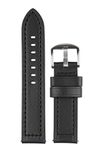 EXOR JASPER BLACK Colour Leather Watch Straps With CUT EDGE finish of 22 MM Quick Release Watch Band for Men Women