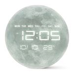 Amazon Basics LED Digital Wall Clock with Auto Brightness, HIPS, USB Powered, 12/24 Hour Format, Modern Square Display for Bedroom or Living Room (Size: 32 × 32 × 3.2 cm)