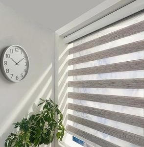 ShadesU Cordless Zebra Blinds – Light Filtering Dual-Layer Window Shades for Privacy (Grey Color) (Maximum Height 72") (Width 90")