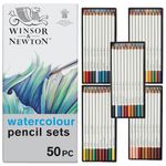 Winsor & Newton 2090009 Studio Collection Watercolour Pencils Set - 50 Vibrant Colours in Metal Box, Shatterproof, Soft Colour Release, Colouring Pens for Adults & Artists