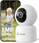 COCOCAM 5MP Security Camera Indoor, 2.4/5GHz WiFi Home Security Camera for Baby/Pets, 355° P 95° T, 24/7 Recording, AI Motion Detection, Auto Tracking, 2-Way Audio, Cloud/TF Storage, Works with Alexa