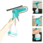 4 in 1 Window Cleaning Kit, Window Vacuum Squeegee Cordless, Window Cleaner Tool with Spray/Brush Cleaner/Wipe Multihead Cleaning Brush for Shower Wall Mirror Glass Car Windshield Countertop (1PCS)