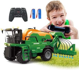 SNACKTANT RC Fertilizer Tractor Toy for Kids - 2.4G Remote Control Sprinkler Truck with 2 Batteries, 1/24 Scale High Simulation Farm Toy with Light and Sound, Birthday for 3-8 Year Boys Girls
