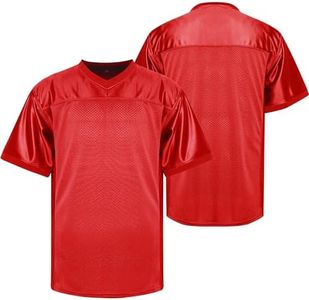 Men Hip Hop Shirts Short Sleeve Sports Uniforms Sports Blank Football Jersey S-XXXL (3X-Large, Red)