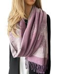 Cashmere Tree Life Blanket Scarf - Reversible Scarf Women Pashmina Shawl, Winter Scarfs Women, Large Wrap, Warm Scarf, Tree of Life Print Ladies Scarves Long Wraps, Womens Gifts (3: Lilac)