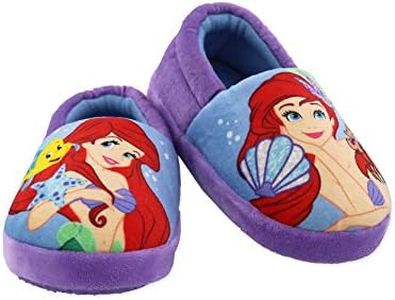 Disney Princess Girls Toddler Plush Aline Slippers, Violet, 7-8 Toddler