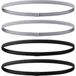 Seeotwo 4 Pieces Thick And Slim Non-Slip Elastic Sports Headbands - Athletic Skinny Hair Headband For Women, Men, Boys, Girls - Silicone Grip Hairband Mini Stylish Sweat Band (Black, Grey)