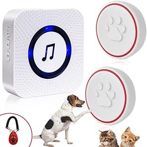 ChunHee Wireless Dog Doorbell/Touch Dog Bells for Potty Training/Smart Doorbell Chime Operating at 500ft with IP55 Waterproof Touch Button 52 Melodies 5 Volume Levels LED Flash