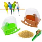 DQITJ 2 Pcs Small Bird Slot Feeder No Mess Cage Hanging Feeder Cup Plastic Food Feeding Box