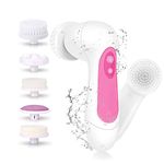 Facial Cleansing Brush Waterproof Facial Cleansing Spin Brush Set with 5 Face,Body Brushes Heads Electric Face Cleanser for Gentle Exfoliating,Deep Scrubbing Face Massaging Skincare Machine Set