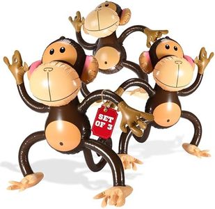 Botabee Inflatable Monkeys (Set of 3) - 27" Playful Jungle Party Decor for Kids Birthdays & Themed Events - Durable & Easy to Hang, flying monkey toy
