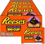 REESE'S Big Cup Chocolate Lava Milk Chocolate Peanut Butter Cups, Candy Packs, 1.4 oz (16 Count)