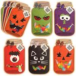 Giiffu 50 Pack Halloween Cards for Kids, Mason Jar Happy Halloween Greeting Cards, Funny Halloween Gifts for Classroom, Kids Halloween Card for School Exchange Party Favors(Candy Not Included)