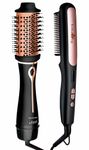 Urban Yog Hair Styling Combo | 3-in-1 Hot Air Brush and Electric Hair Straightener Brush | 1.5-inch Barrel, 1200 Watt, Multicolour & Black | Volumizer, Dryer, Straightener with Ceramic Coated Plates