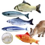 NATUCE 5PCS Catnip Fish Toys for Cat, 20 cm Cat Toys, Cat Fish Pillow, Cat Catnip Toys, Cat Chew Toys, Pet Toy, Cat Pillow, Fish Toy, Teeth Cleaning, Interactive Plush Cat Toys, for Cat, Puppy, dog